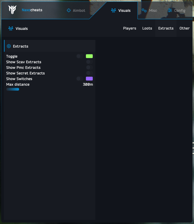 Extract visuals menu